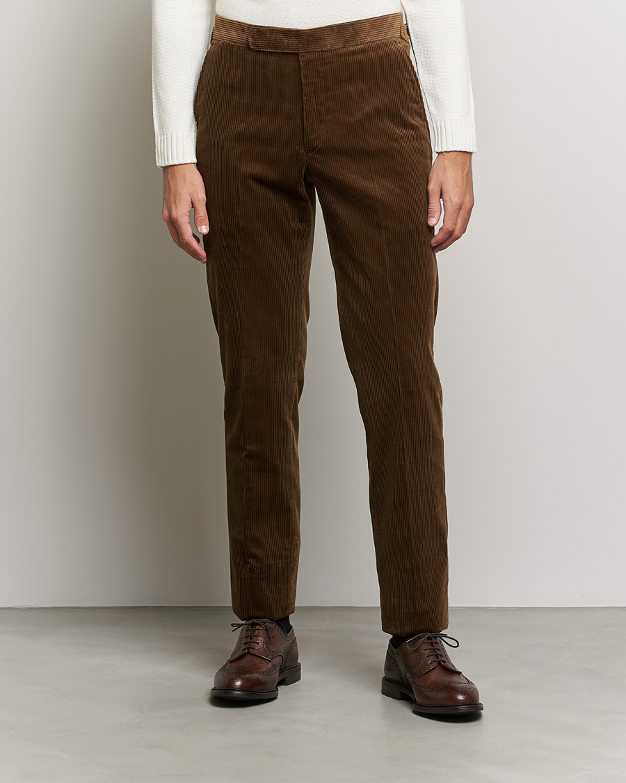 Men | Corduroy Trousers | Polo Ralph Lauren | Corduroy Pleated Drawstring Trousers Snuff