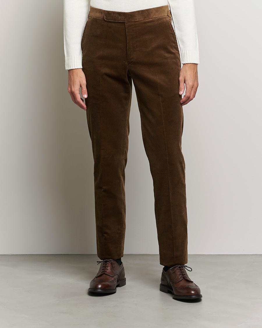 Men | Trousers | Polo Ralph Lauren | Corduroy Pleated Drawstring Trousers Snuff