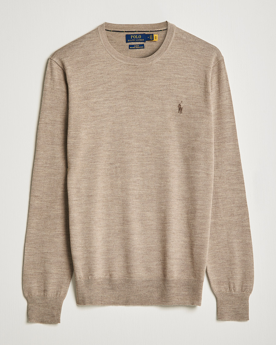 Men | Sweaters & Knitwear | Polo Ralph Lauren | Merino Crew Neck Pullover Light Walnut Heather
