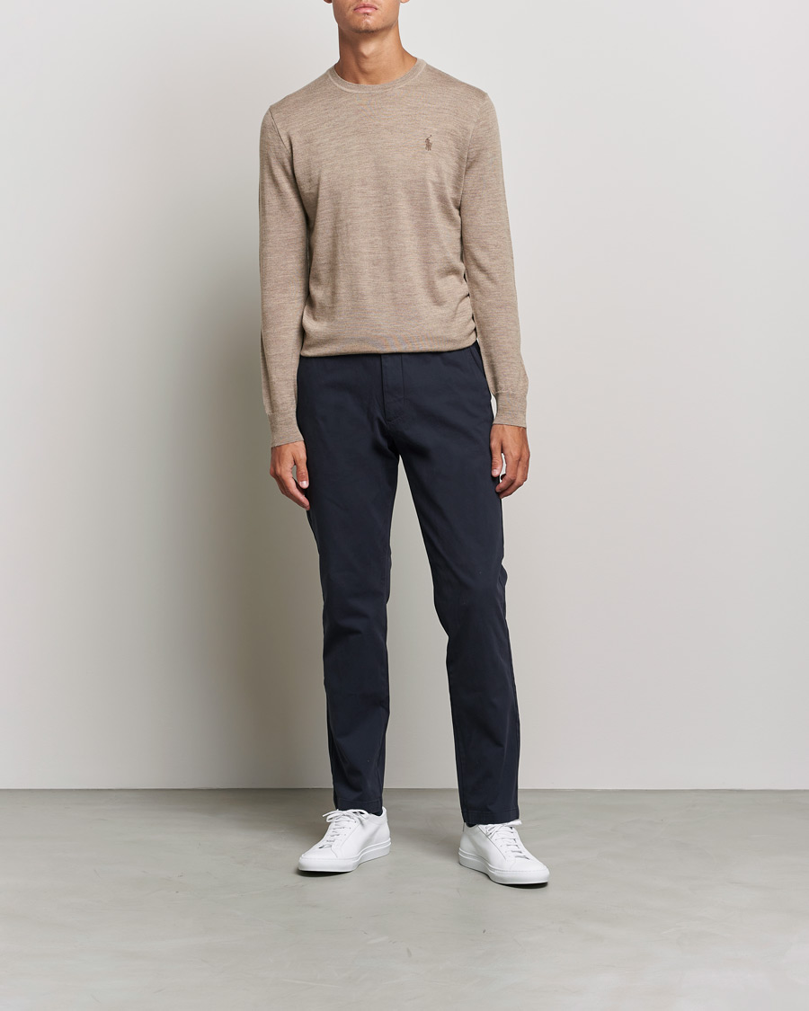 Men | Sweaters & Knitwear | Polo Ralph Lauren | Merino Crew Neck Pullover Light Walnut Heather