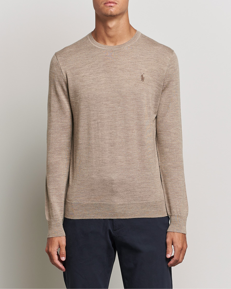 Men | Sweaters & Knitwear | Polo Ralph Lauren | Merino Crew Neck Pullover Light Walnut Heather