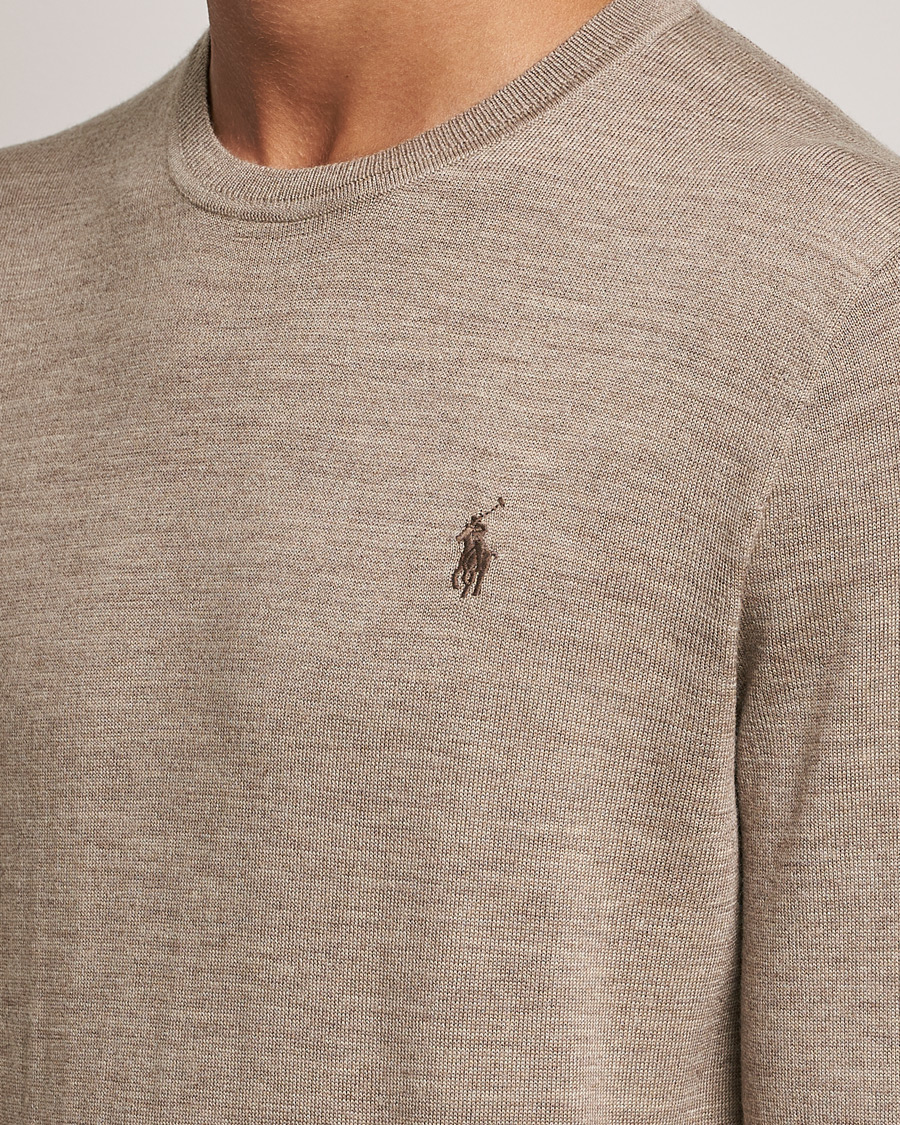 Men | Sweaters & Knitwear | Polo Ralph Lauren | Merino Crew Neck Pullover Light Walnut Heather