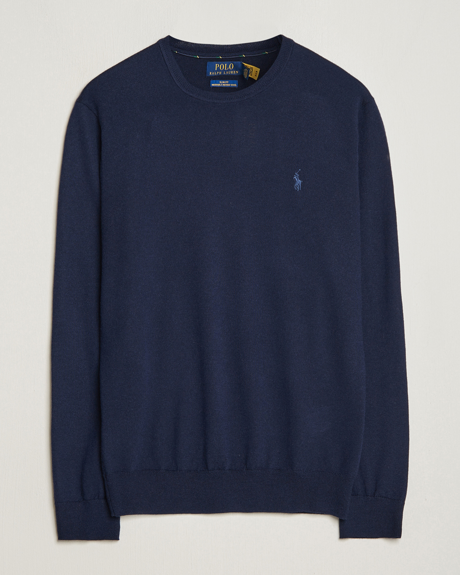 Men | Sweaters & Knitwear | Polo Ralph Lauren | Merino Crew Neck Pullover Hunter Navy
