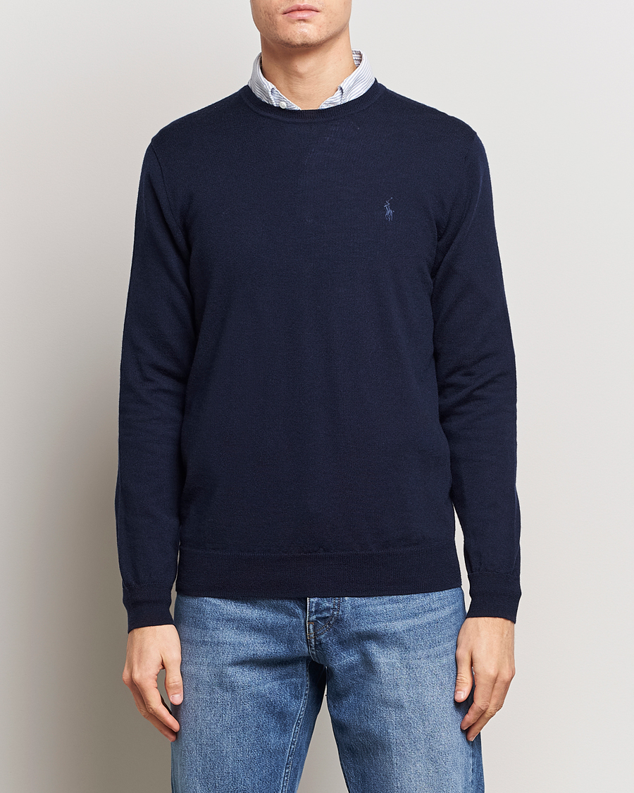 Men | Sweaters & Knitwear | Polo Ralph Lauren | Merino Crew Neck Pullover Hunter Navy