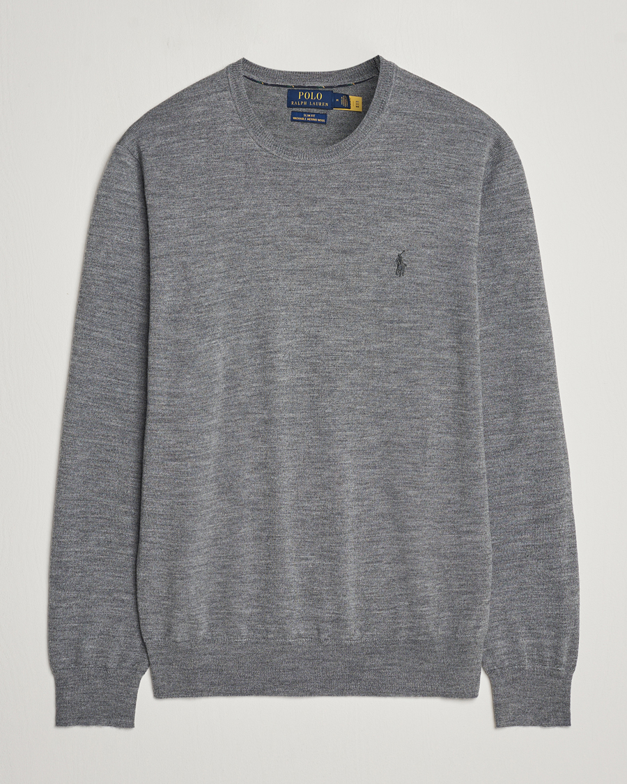 Men | Sweaters & Knitwear | Polo Ralph Lauren | Merino Crew Neck Pullover Fawn Grey Heather