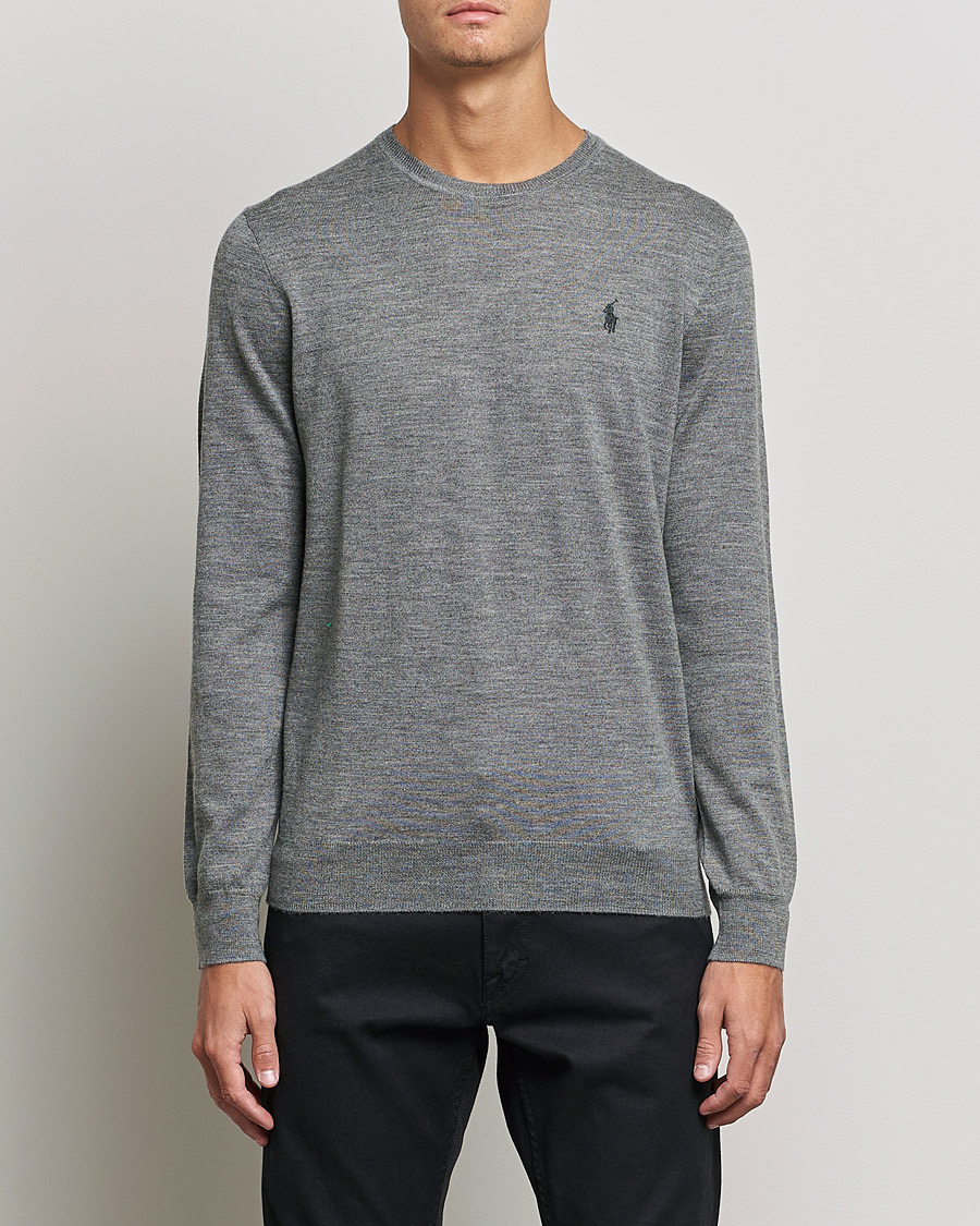 Men | Sweaters & Knitwear | Polo Ralph Lauren | Merino Crew Neck Pullover Fawn Grey Heather