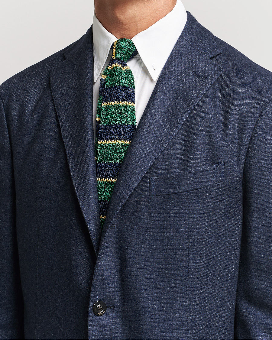 Polo Ralph Lauren Knitted Striped Tie Green/Navy/Gold at 