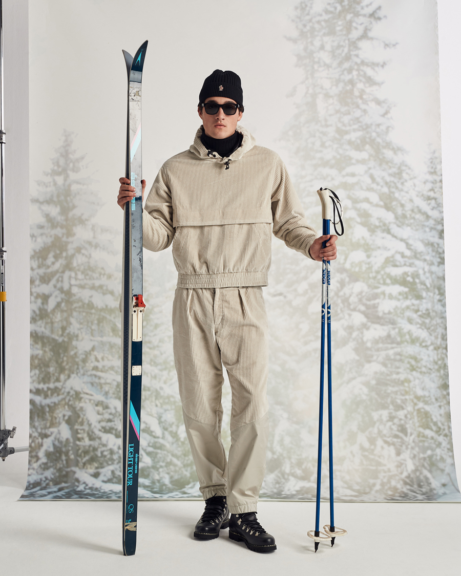 Men | Coats & Jackets | Moncler Grenoble | Stretch Corduroy Hoodie Off White