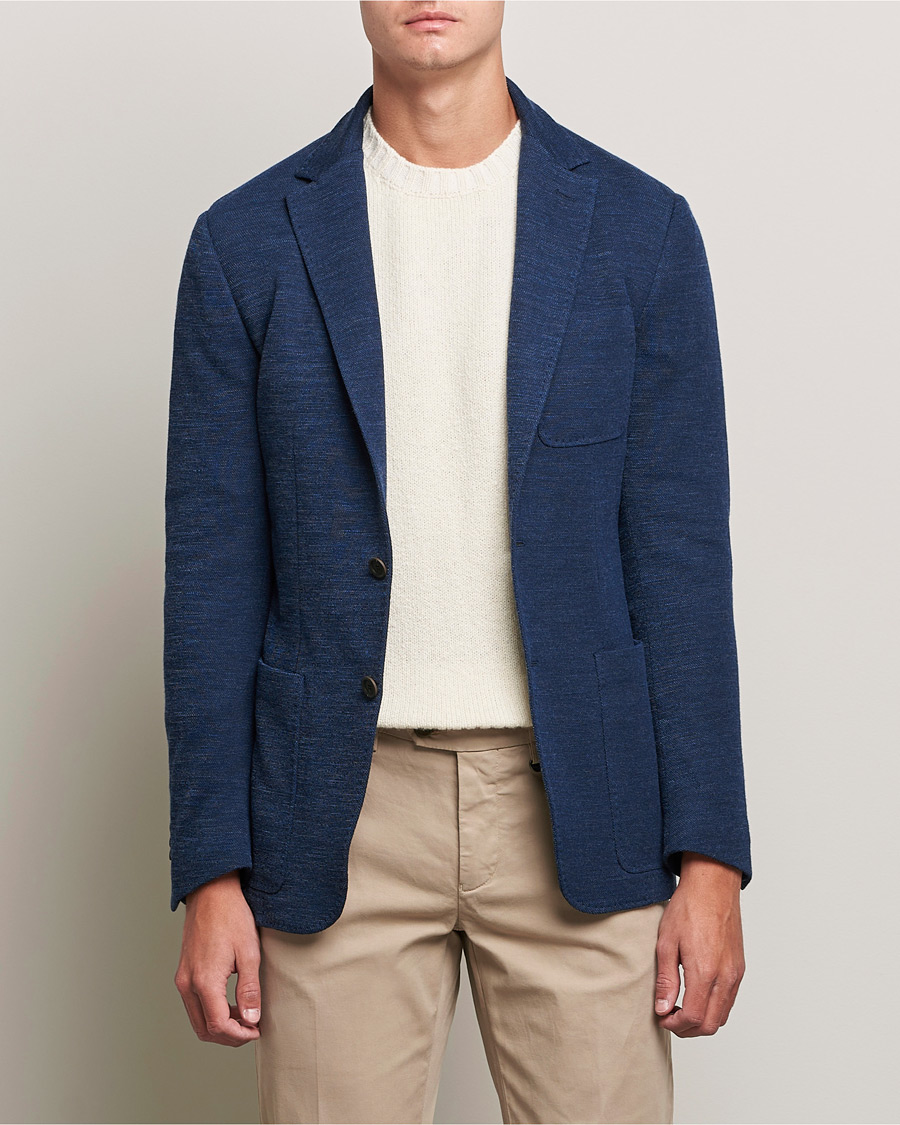 Men | Blazers | Canali | Structured Wool Jersey Jacket Dark Blue