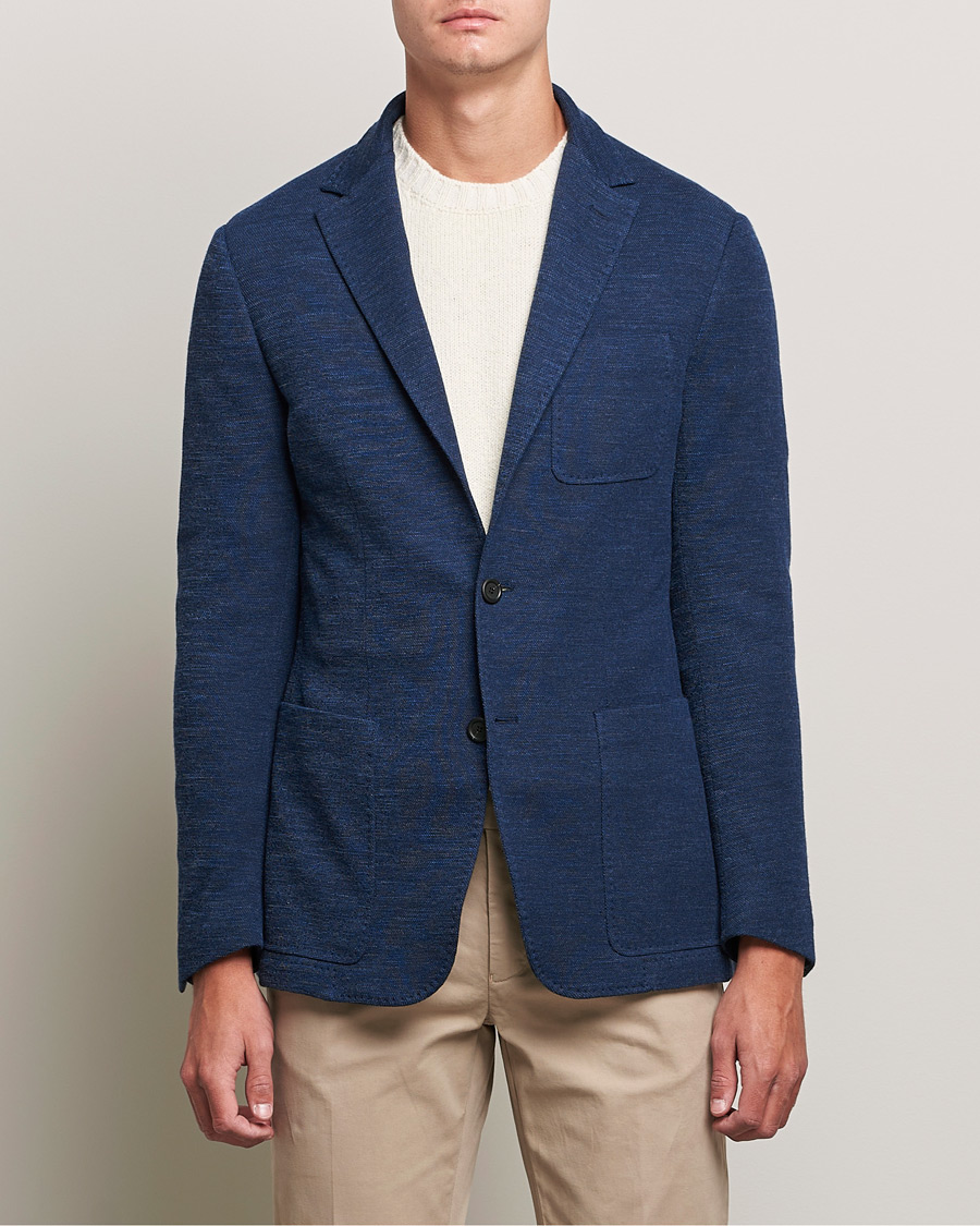Men | Blazers | Canali | Structured Wool Jersey Jacket Dark Blue