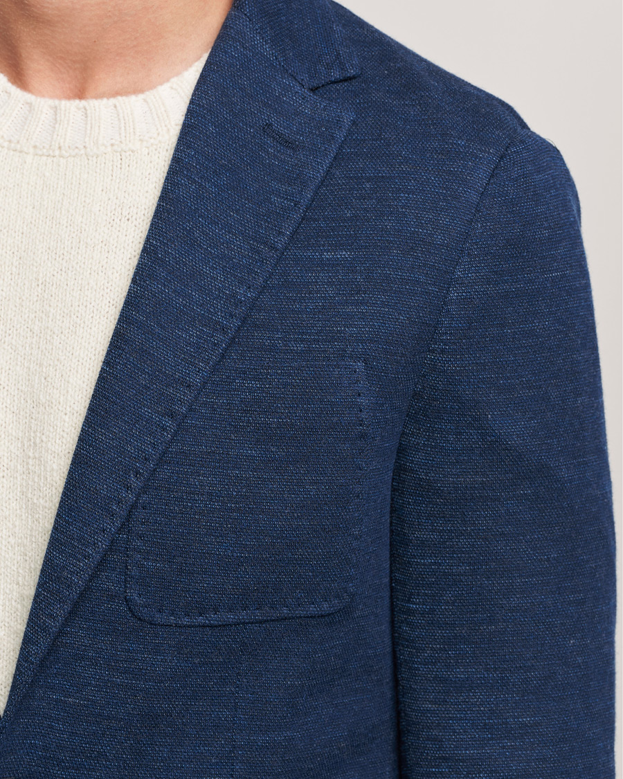 Men | Blazers | Canali | Structured Wool Jersey Jacket Dark Blue