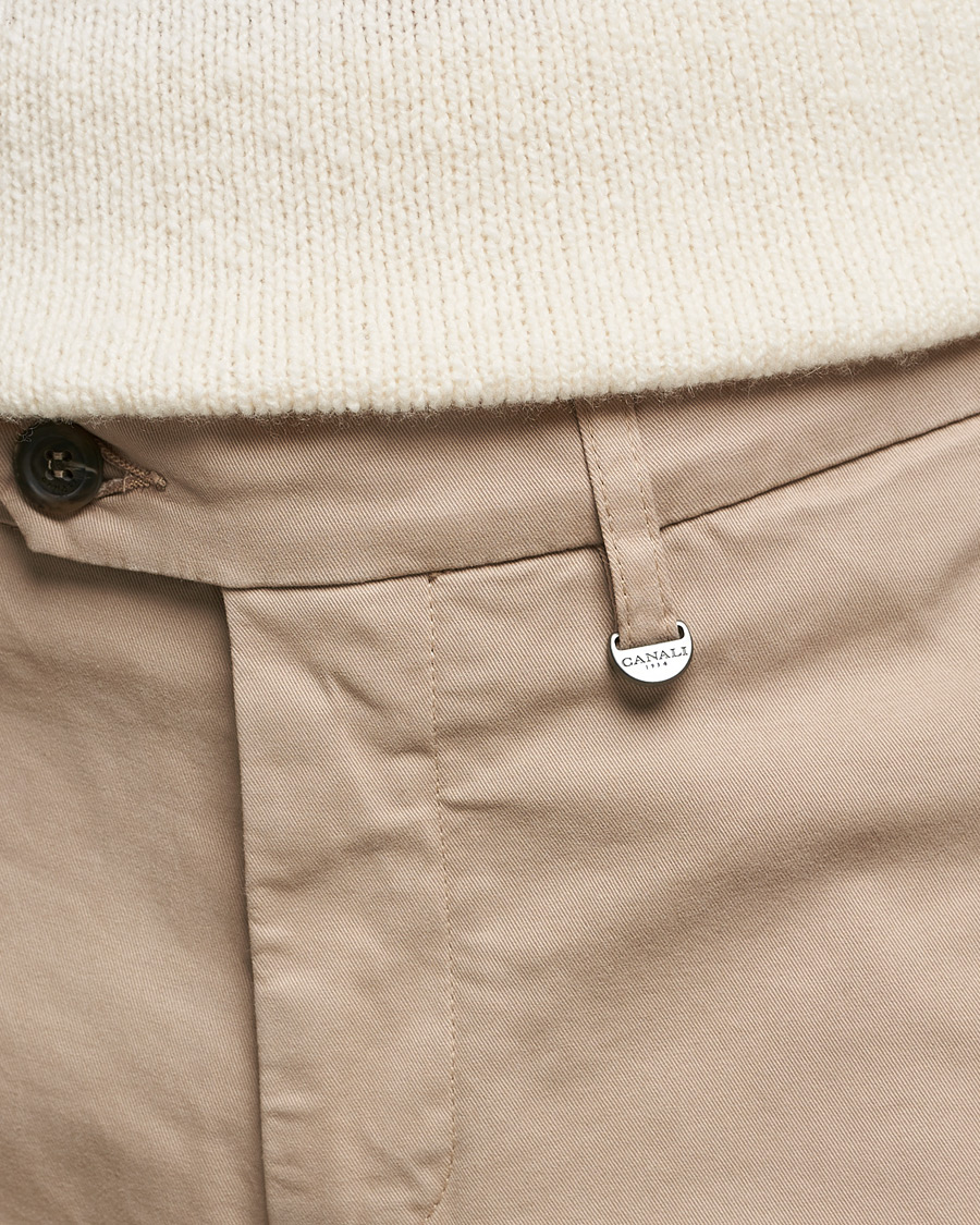Men | Trousers | Canali | Slim Fit Twill Cotton Chinos Beige