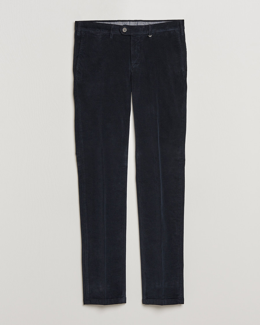 Men | Trousers | Canali | Slim Fit Corduroy Trousers Navy
