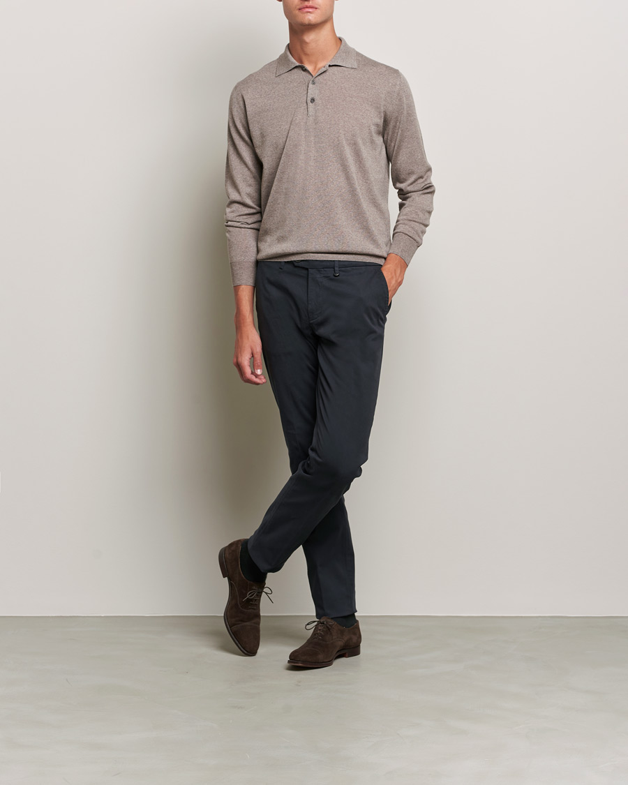 Men | Sweaters & Knitwear | Canali | Merino Wool Knitted Polo Taupe