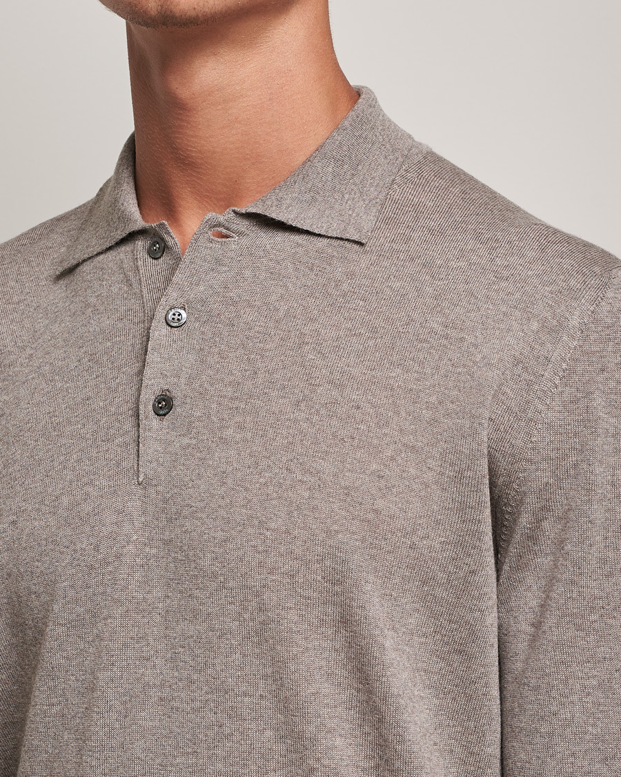 Men | Sweaters & Knitwear | Canali | Merino Wool Knitted Polo Taupe