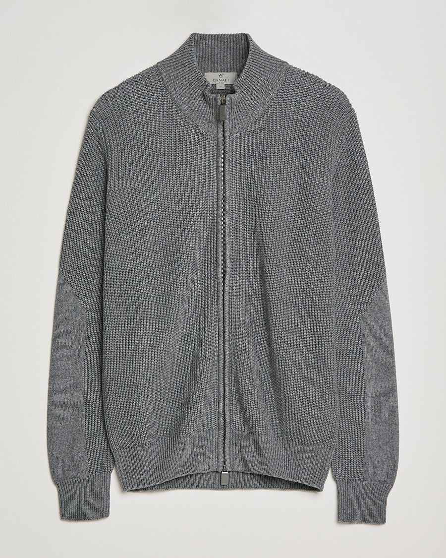 Men |  | Canali | Cotton/Cashmere Full Zip Light Grey