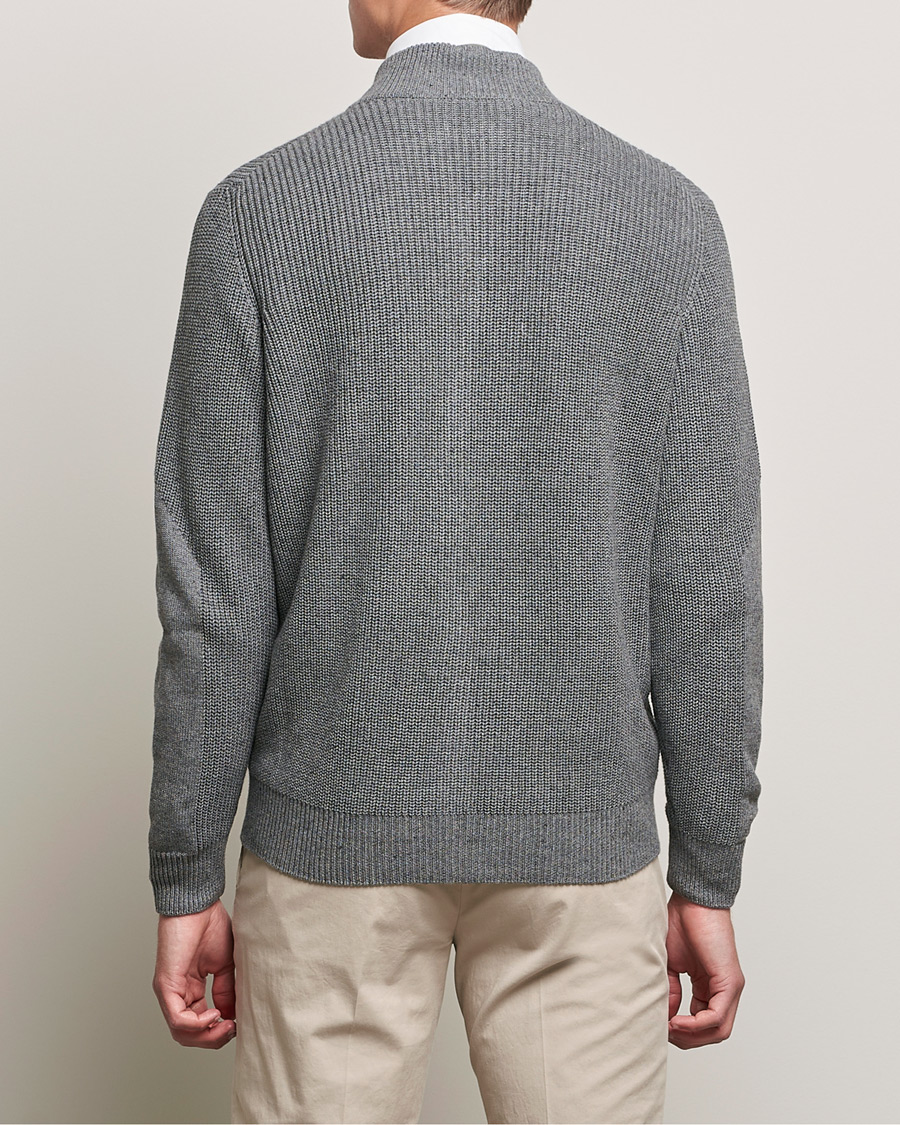 Men | Sweaters & Knitwear | Canali | Cotton/Cashmere Full Zip Light Grey