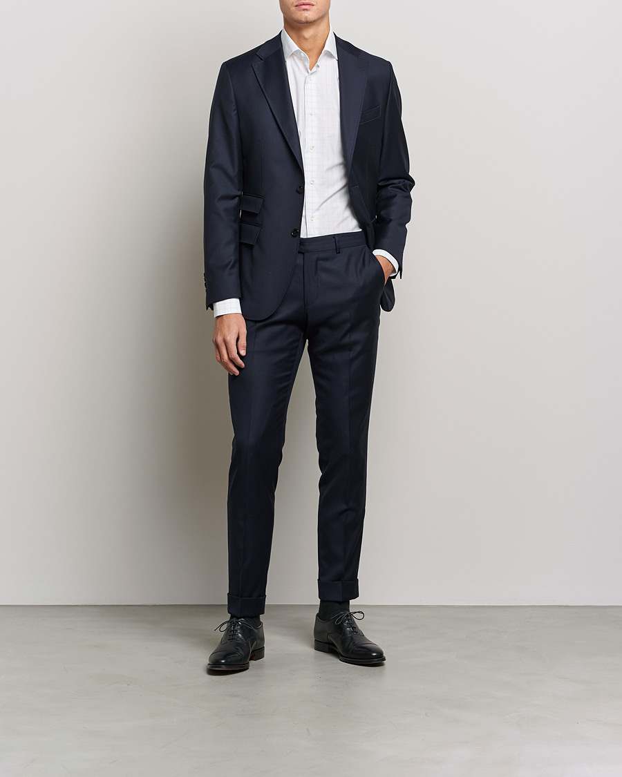 Men | Shirts | Canali | Slim Fit Cut Away Shirt Blue Check