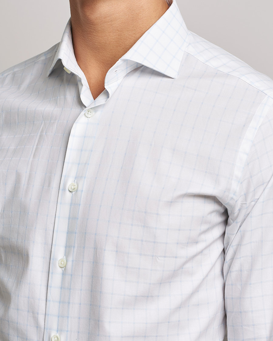 Men | Shirts | Canali | Slim Fit Cut Away Shirt Blue Check