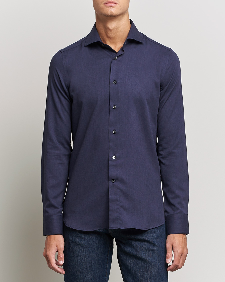 Men | Flannel Shirts | Canali | Slim Fit Flannel Shirt Navy