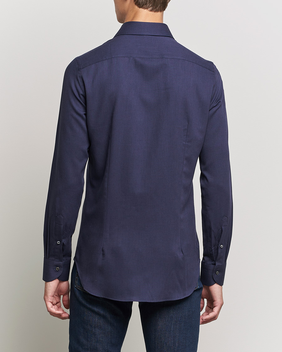 Men | Shirts | Canali | Slim Fit Flannel Shirt Navy