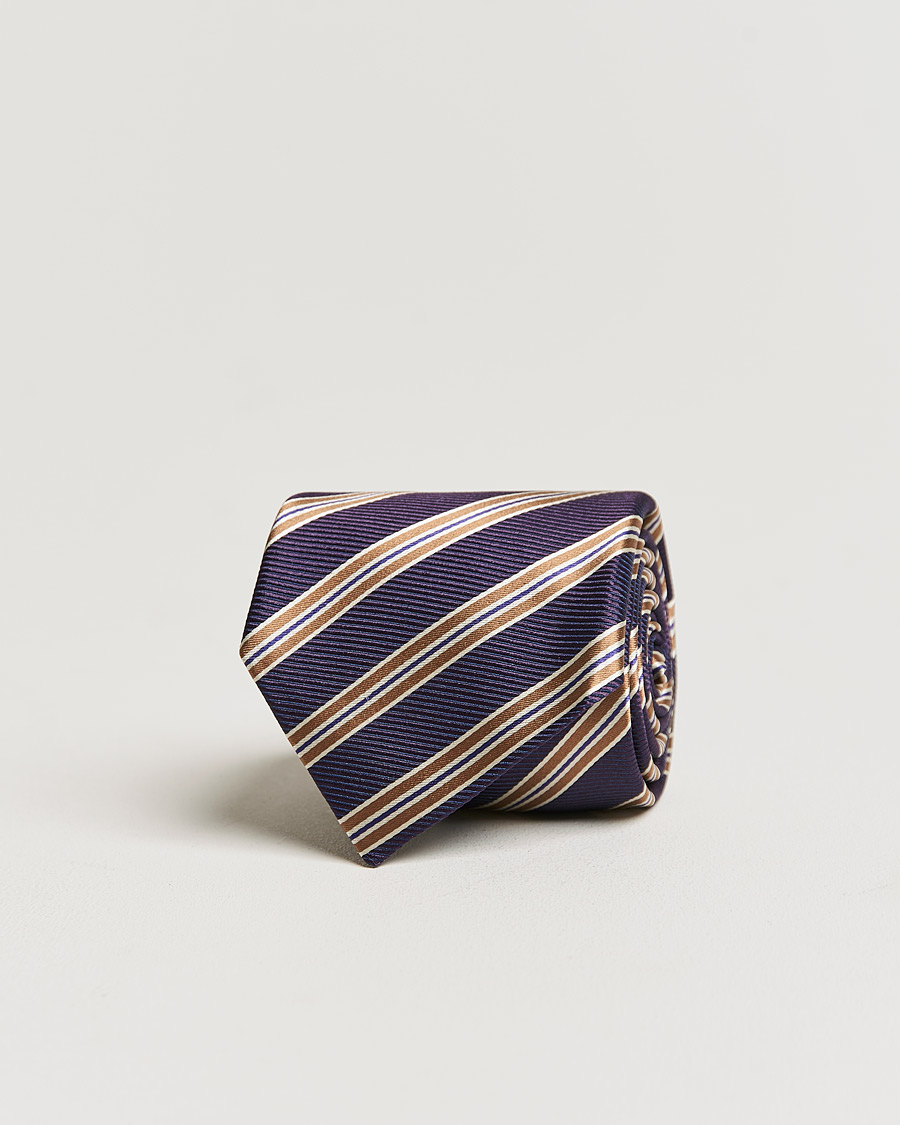 Men | Ties | Canali | Regimental Stripe Silk Tie Purple