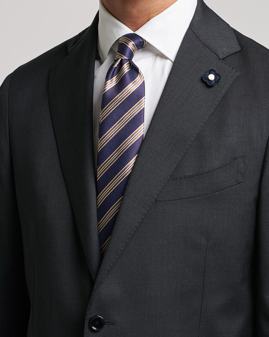 Men | Ties | Canali | Regimental Stripe Silk Tie Purple