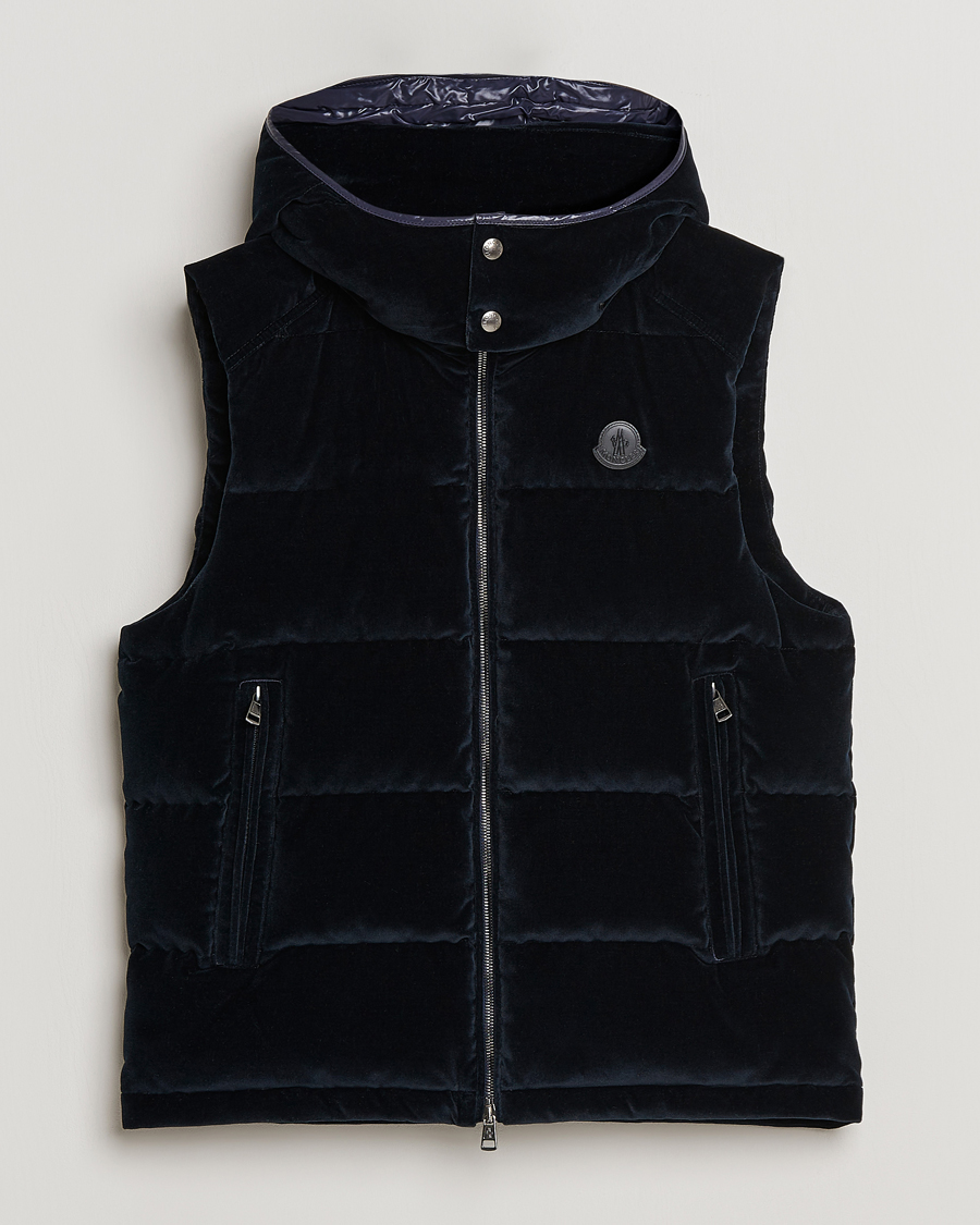 Men | Coats & Jackets | Moncler | Vexin Velvet Down Vest Dark Blue