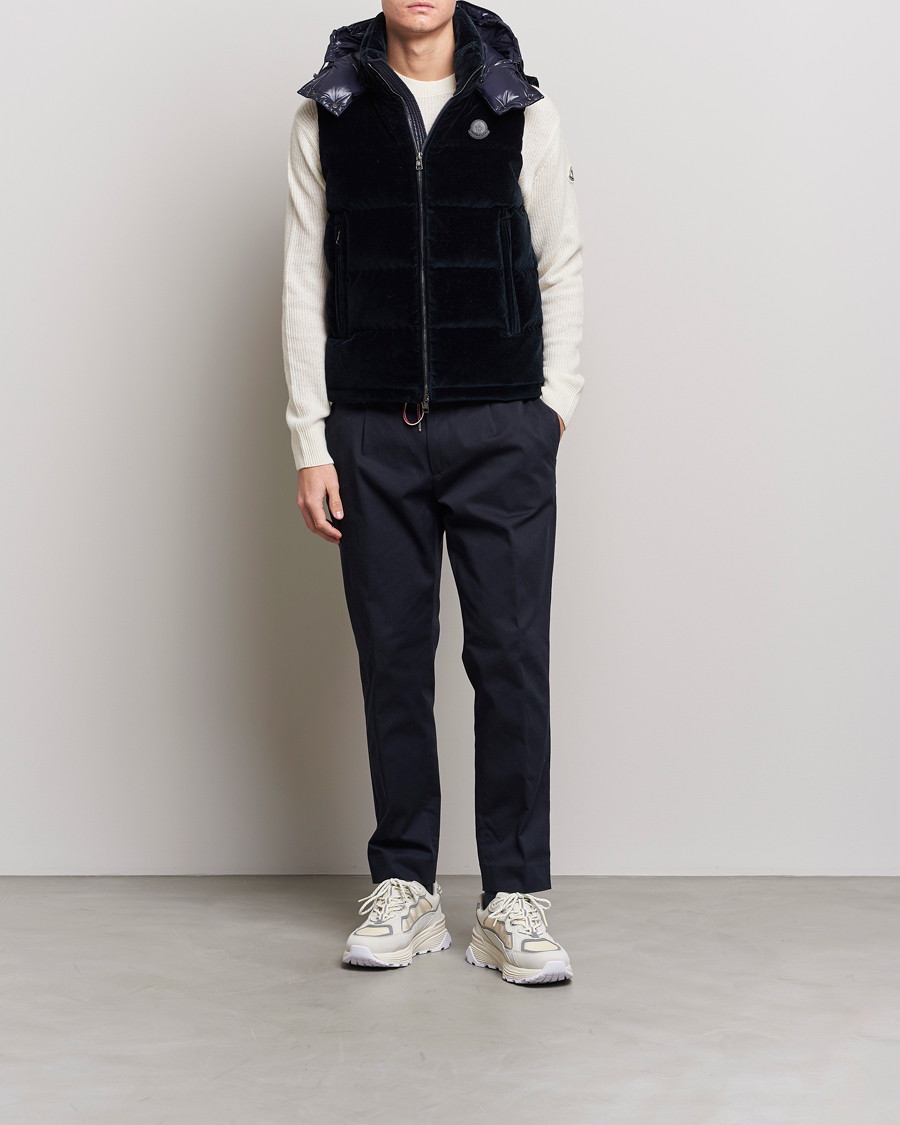 Men | Coats & Jackets | Moncler | Vexin Velvet Down Vest Dark Blue