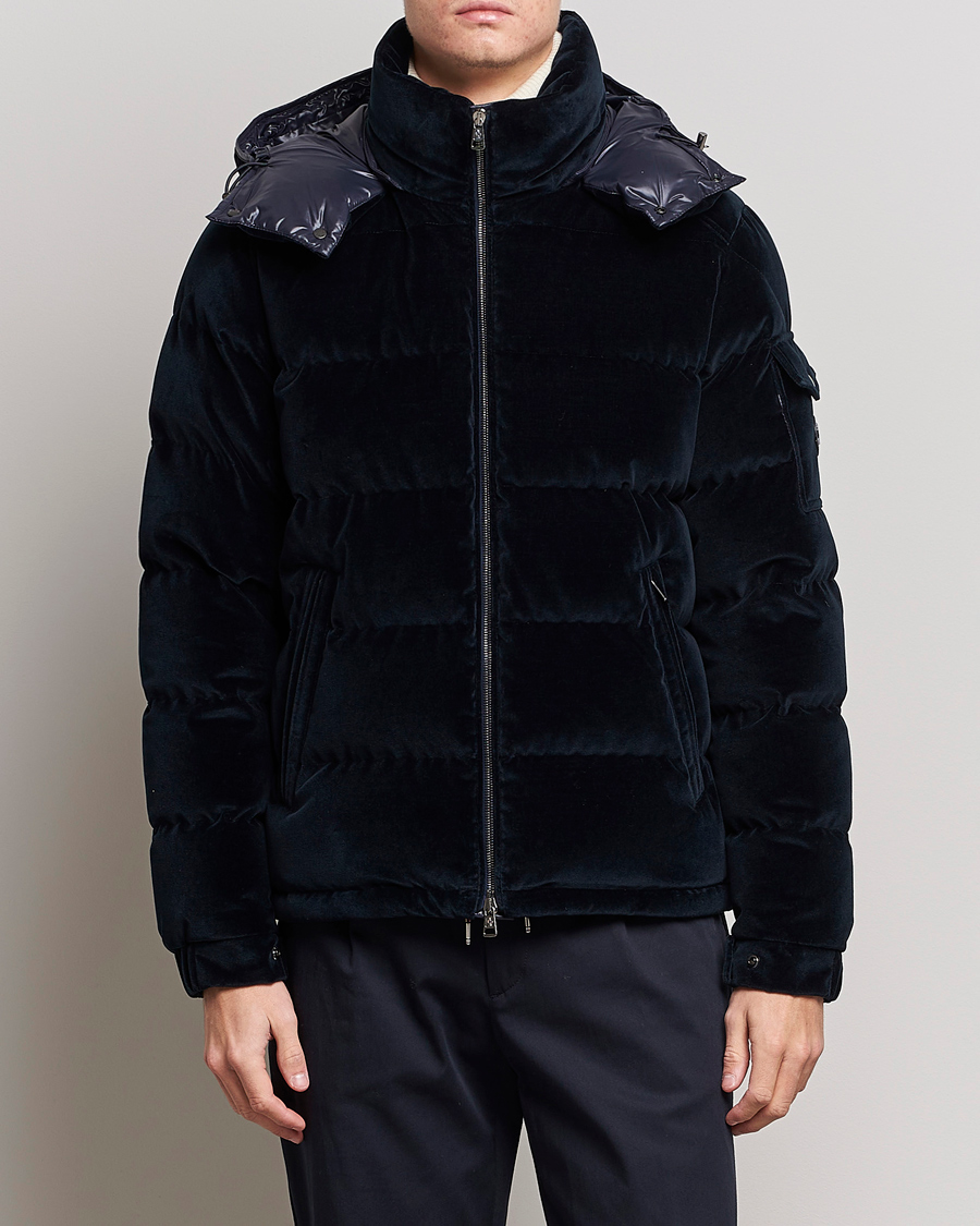 Men | Coats & Jackets | Moncler | Armorique Velvet Down Jacket Navy