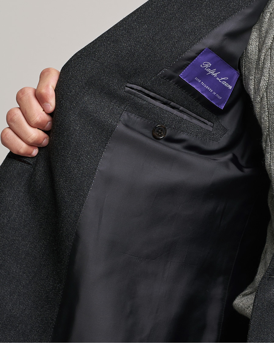Men | Blazers | Ralph Lauren Purple Label | Double Breasted Flannel Sportcoat Dark Grey