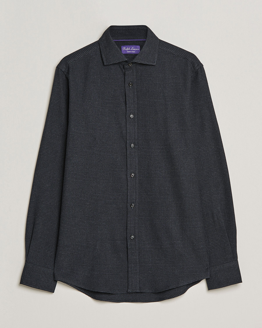 Men | Shirts | Ralph Lauren Purple Label | Flannel Sport Shirt Dark Grey