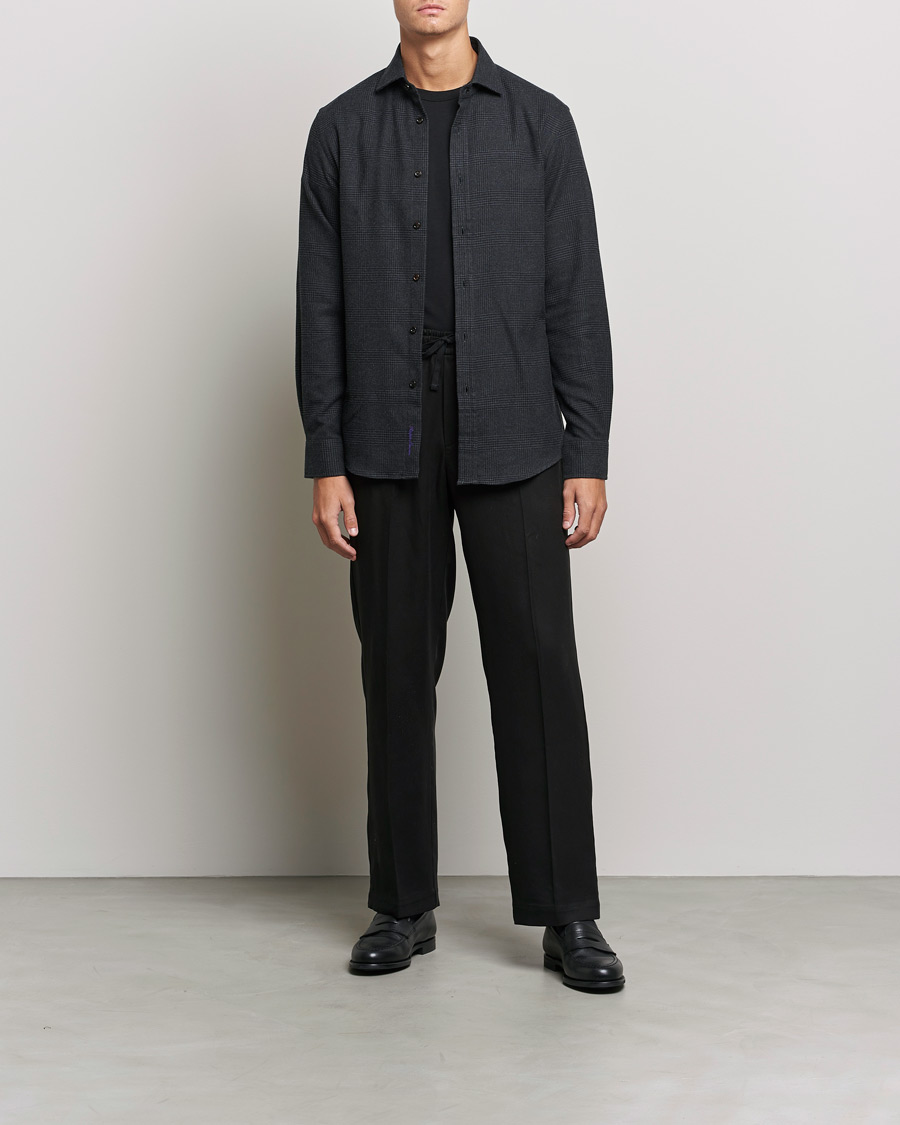 Men | Shirts | Ralph Lauren Purple Label | Flannel Sport Shirt Dark Grey