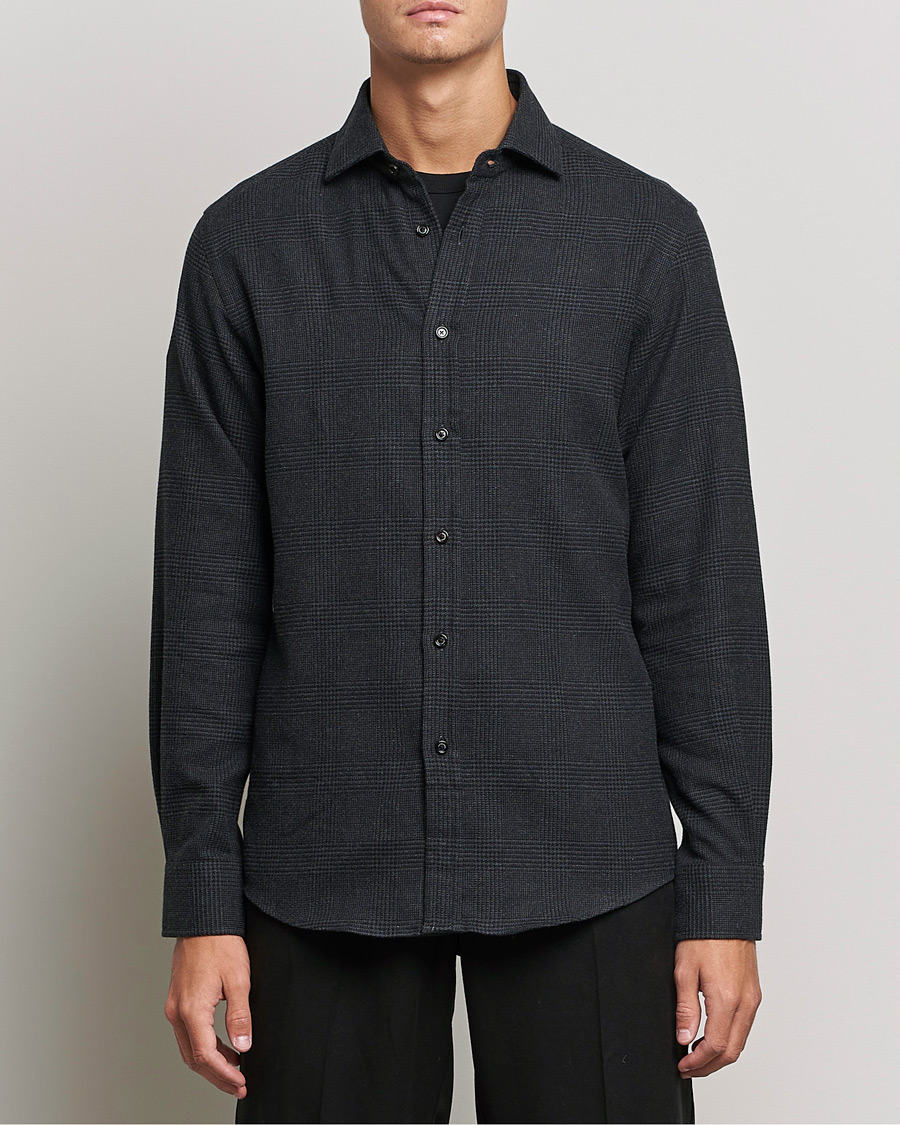 Men | Shirts | Ralph Lauren Purple Label | Flannel Sport Shirt Dark Grey