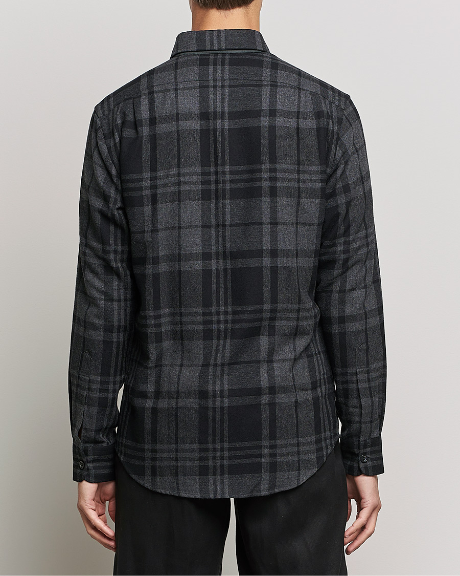 Ralph Lauren Purple Label Glencheck Wool Overshirt Dark Grey at