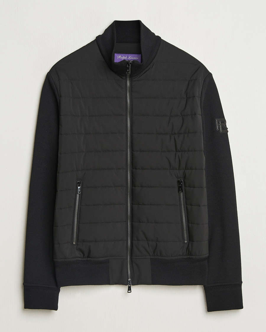 Ralph Lauren Purple Label ブラックフルジップジャケット Ralph Lauren Purple Label Hybrid Jacket Black at CareOfCarl.com