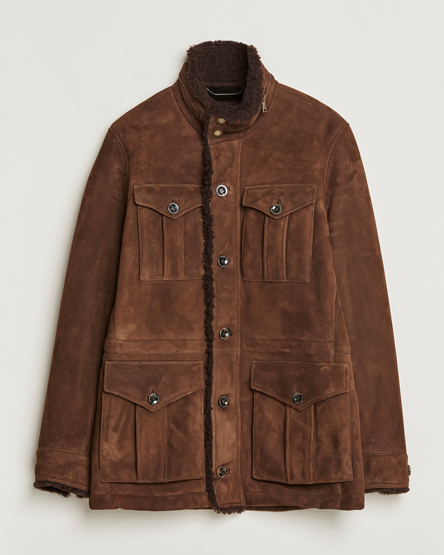Men | Coats & Jackets | Ralph Lauren Purple Label | Shearling Field Jacket Chestnut