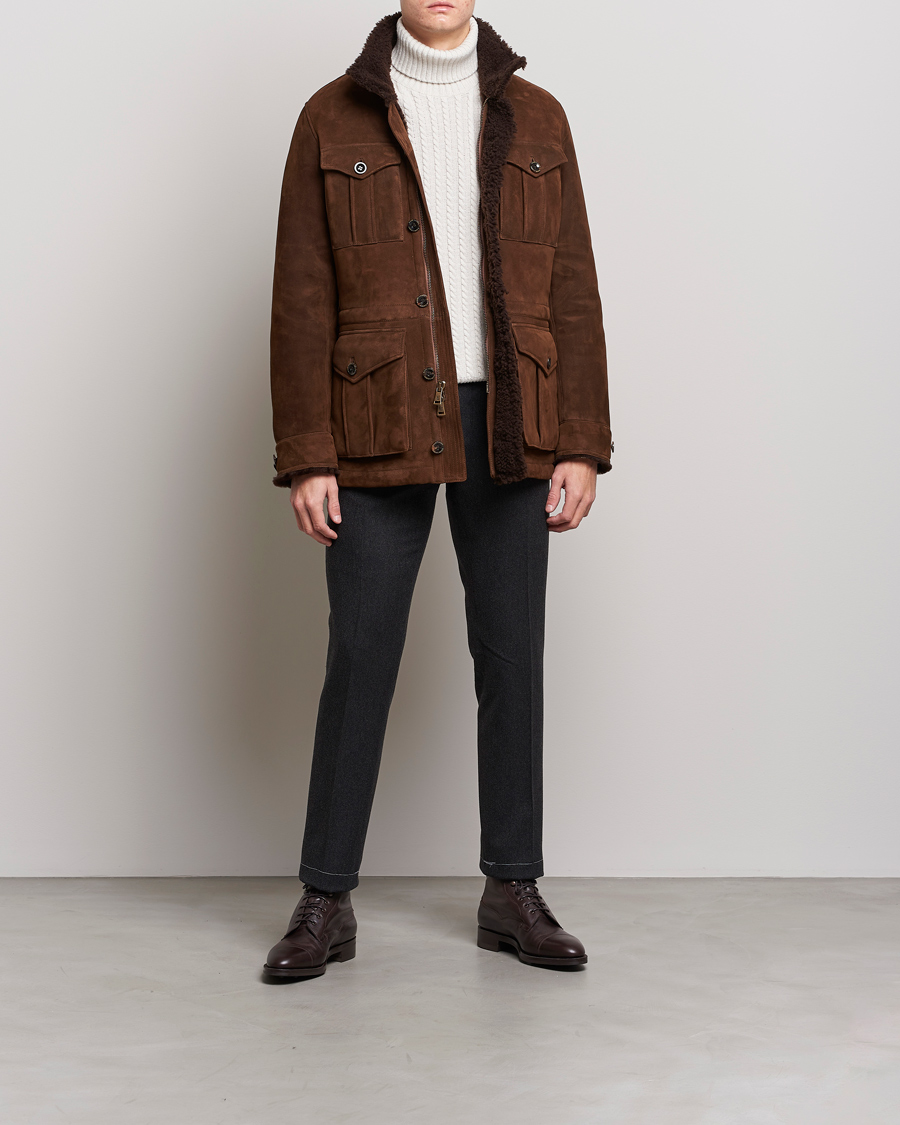 Men | Coats & Jackets | Ralph Lauren Purple Label | Shearling Field Jacket Chestnut