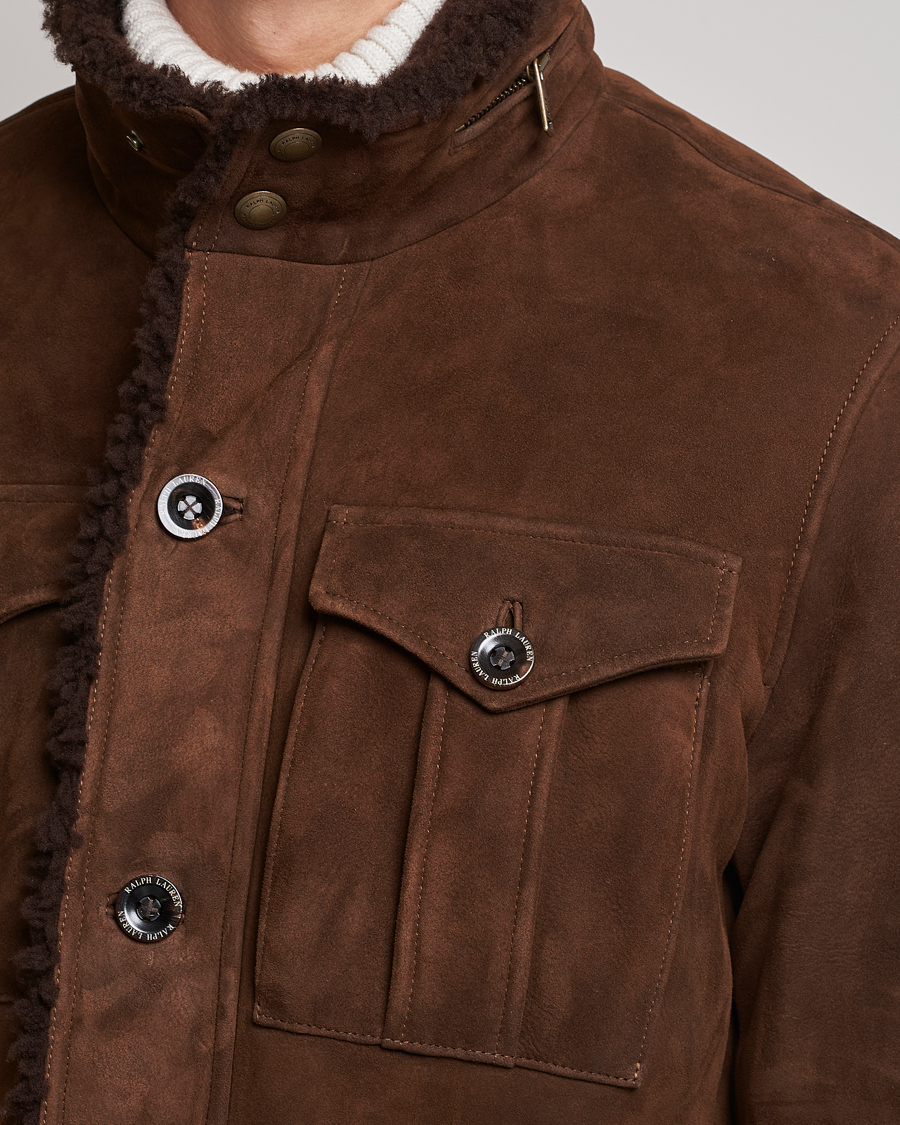 Men | Coats & Jackets | Ralph Lauren Purple Label | Shearling Field Jacket Chestnut