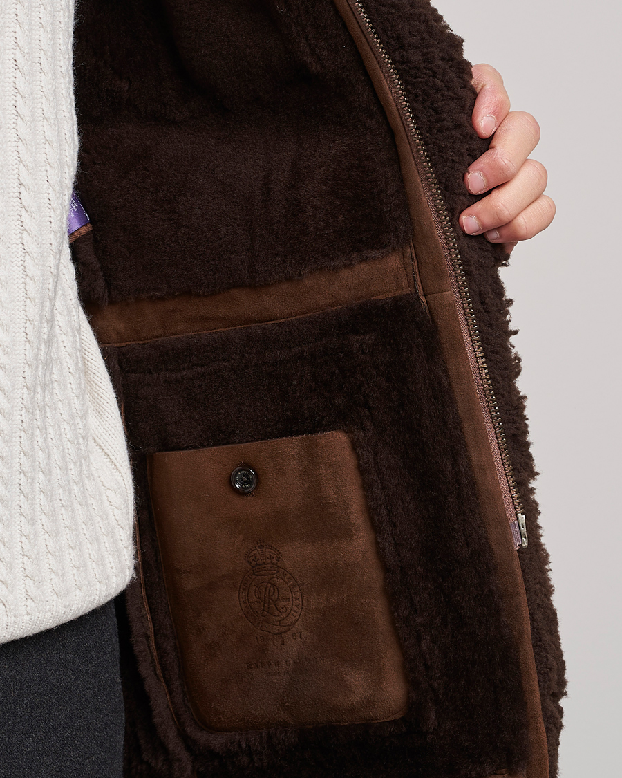 Men | Coats & Jackets | Ralph Lauren Purple Label | Shearling Field Jacket Chestnut
