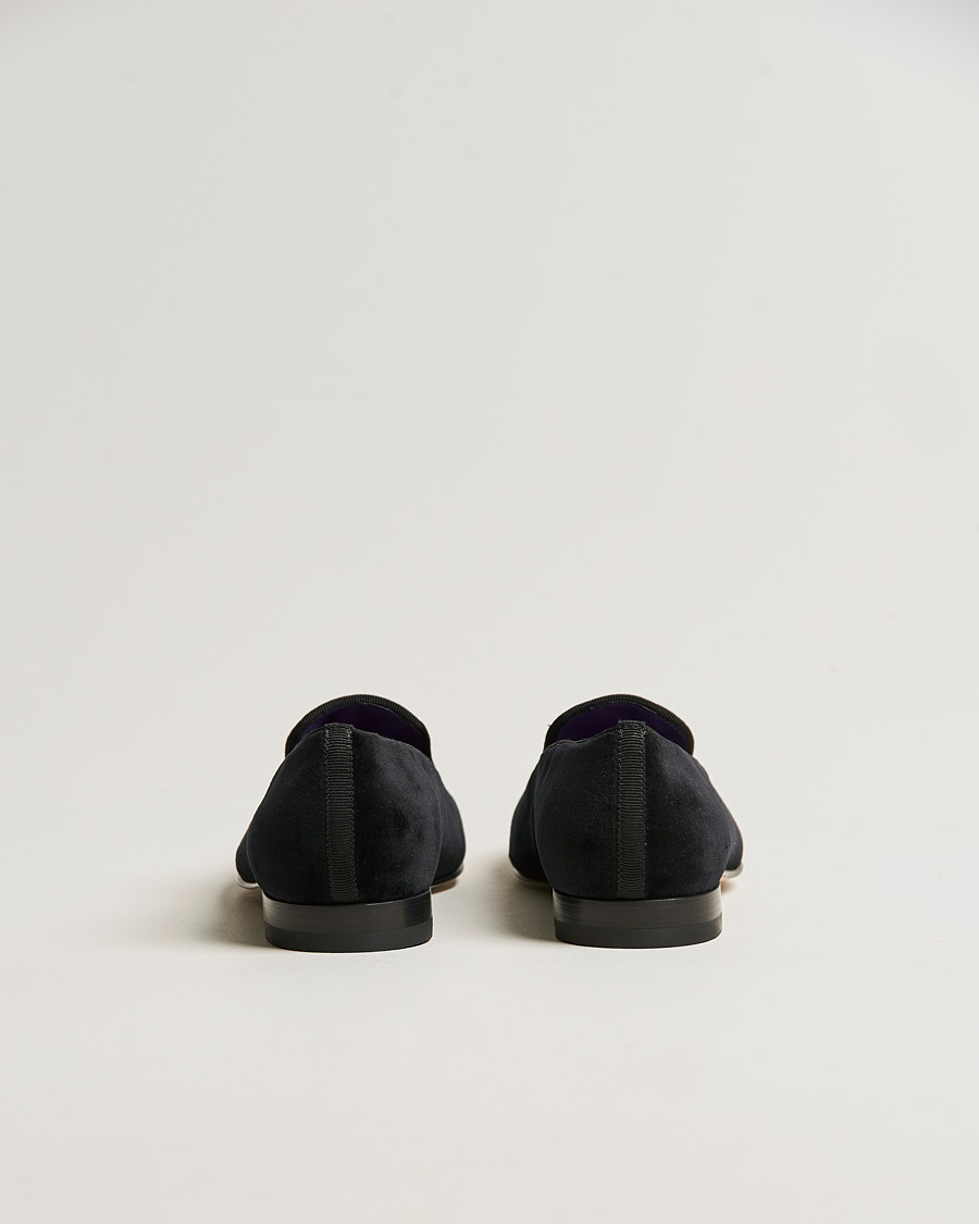 Men | Ralph Lauren Purple Label Velvet Embroidered Slippers Black | Ralph Lauren Purple Label | Velvet Embroidered Slippers Black