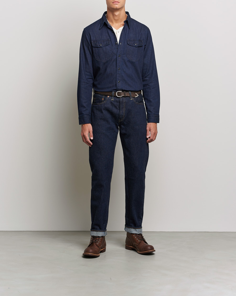 Men | Shirts | RRL | Preston Denim Work Shirt Rinse Wash