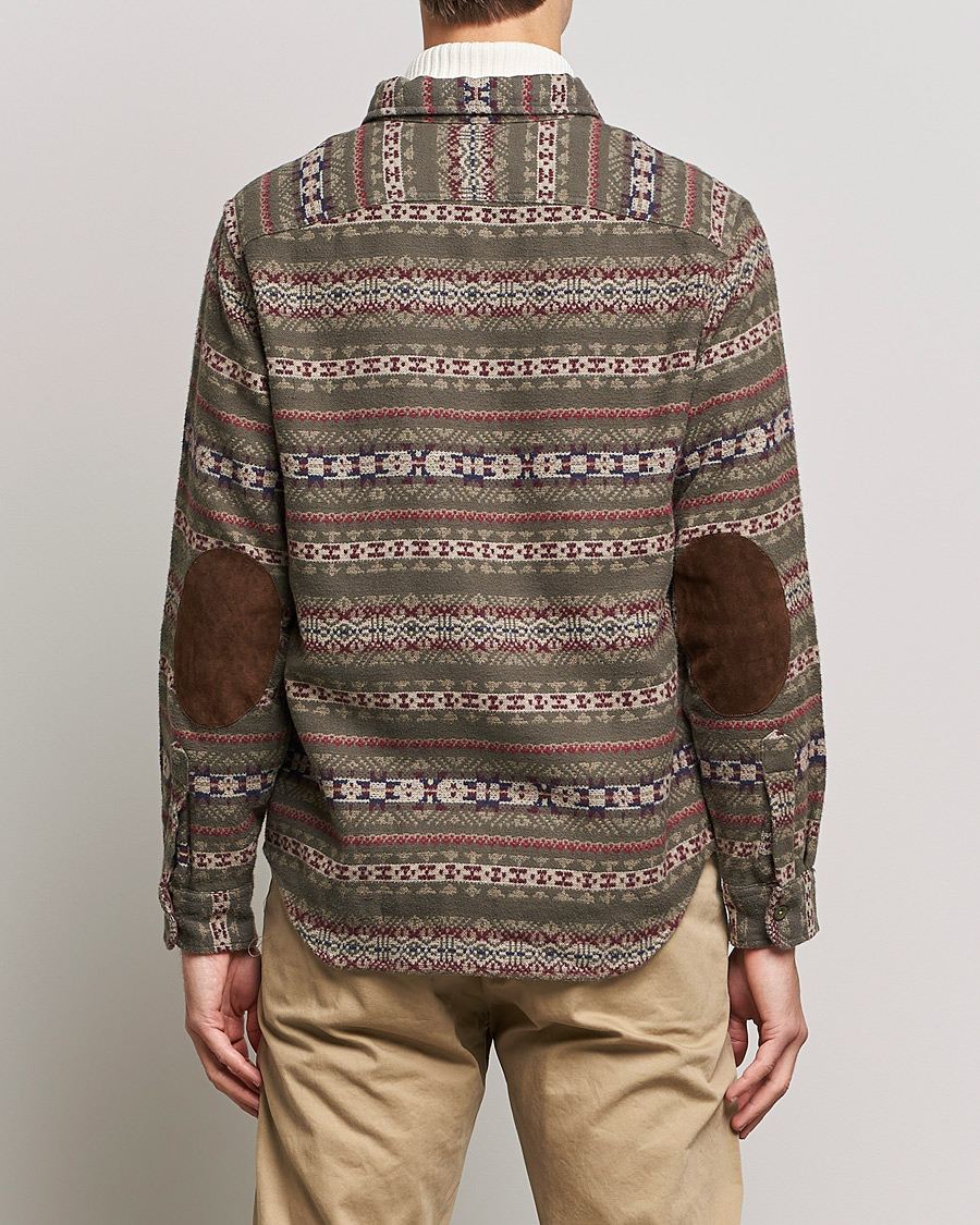 Men | Shirts | RRL | Melton Brushed Jacquard Overshirt Olive