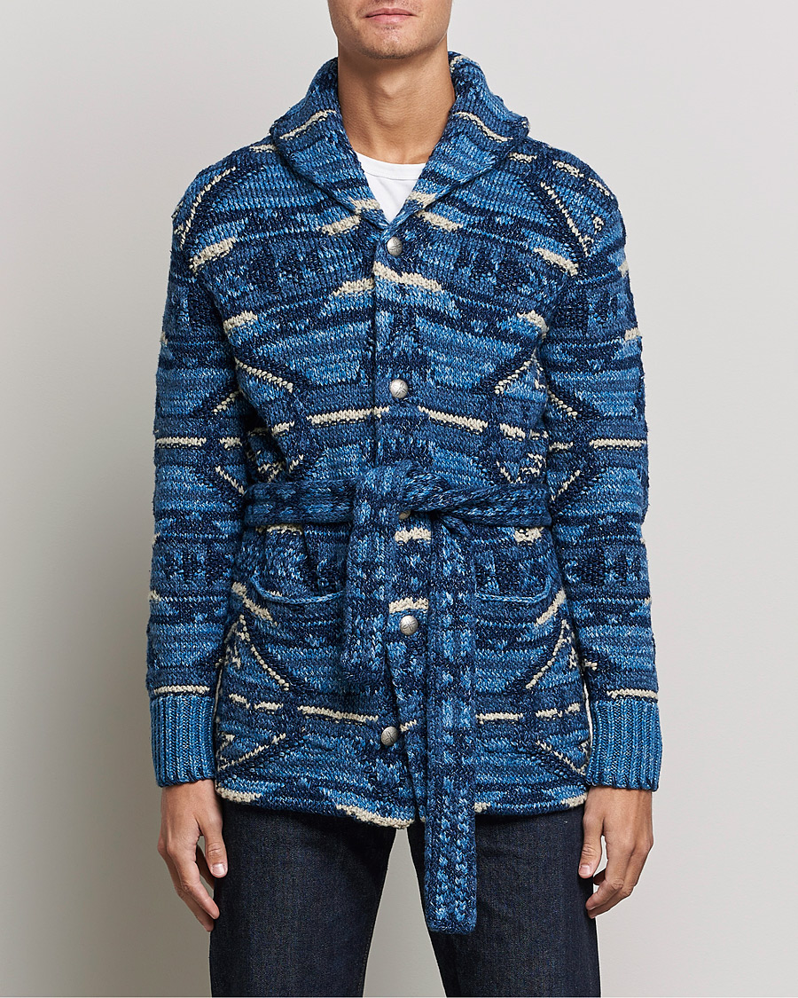 Men | Sweaters & Knitwear | RRL | Ranch Shawl Collar Cardigan Indigo Multi