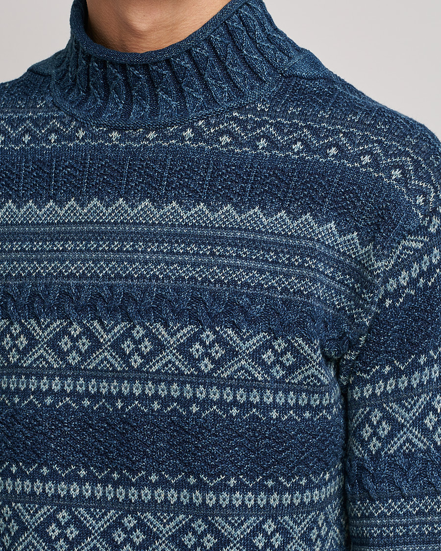い*J様 RRL INDIGO BOARDER BOATNECK KNIT RRL INDIGO BOARDER BOATNECK KNIT rrl | indigo jacquard-knit