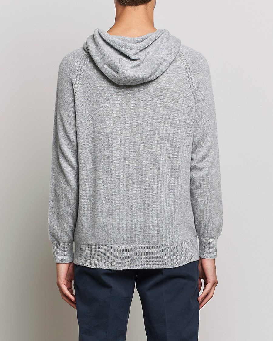 Men | Sweaters & Knitwear | Johnstons of Elgin | Seamless Cashmere Hoodie Silver