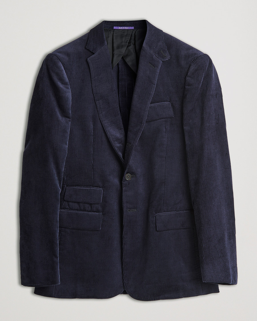 Men | Blazers | Ralph Lauren Purple Label | Wale Corduroy Blazer Chairman Navy