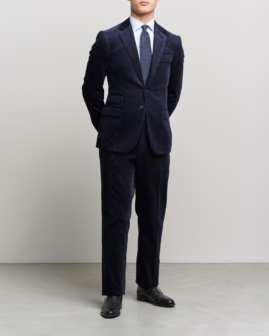 Men | Trousers | Ralph Lauren Purple Label | Wale Corduroy Trousers Chairman Navy