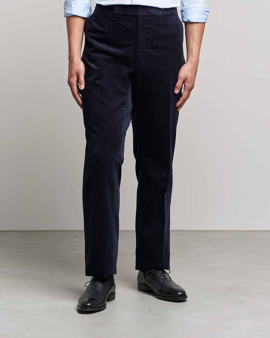 Men | Corduroy Trousers | Ralph Lauren Purple Label | Wale Corduroy Trousers Chairman Navy