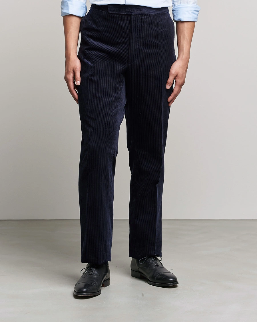 Men | Trousers | Ralph Lauren Purple Label | Wale Corduroy Trousers Chairman Navy